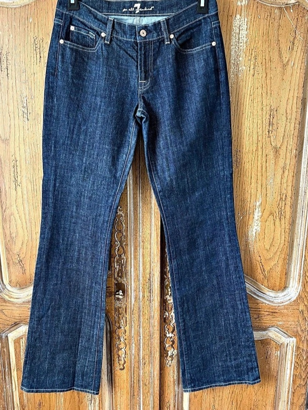 7 For All Mankind Dark Wash Denim Jeans Size 28 Made In USA Signature Pocket